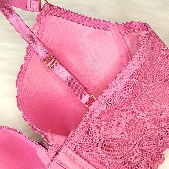 🆕️NWT Daisy Fuentes Dusty Blush Pink Lace Floral Pushup Long Line Bra Size 34B - Picture 10 of 16